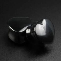 Black Onyx Heart Shaped Double Flare Stone Plug