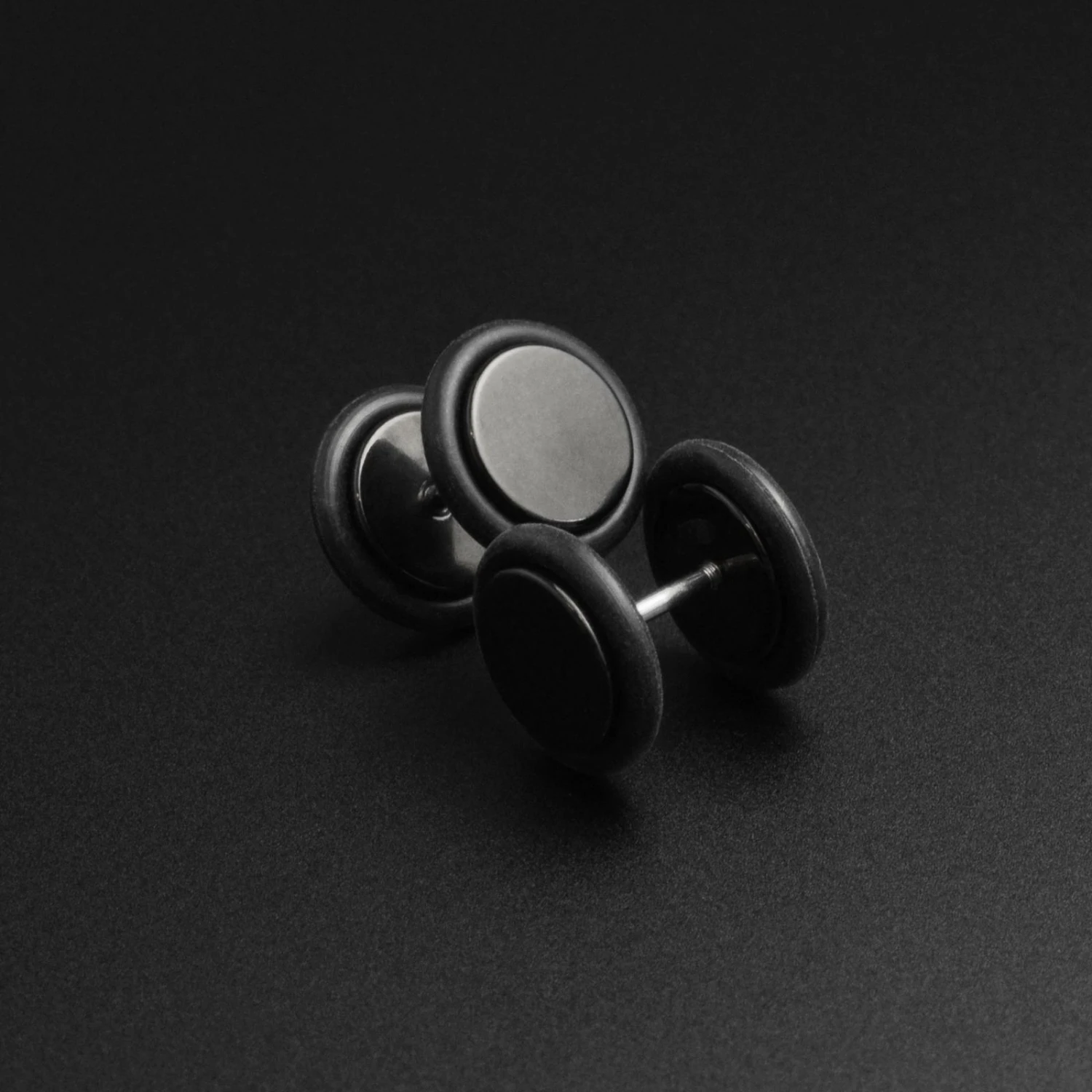 Black PVD Fake Gauge Plug 3 Black PVD Fake Gauge Plug