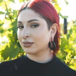 Black PVD Oval Rope Magnetic Ear Weight -Stretch It Body Jewellery black pvd oval rope magnetic ear weight model shot