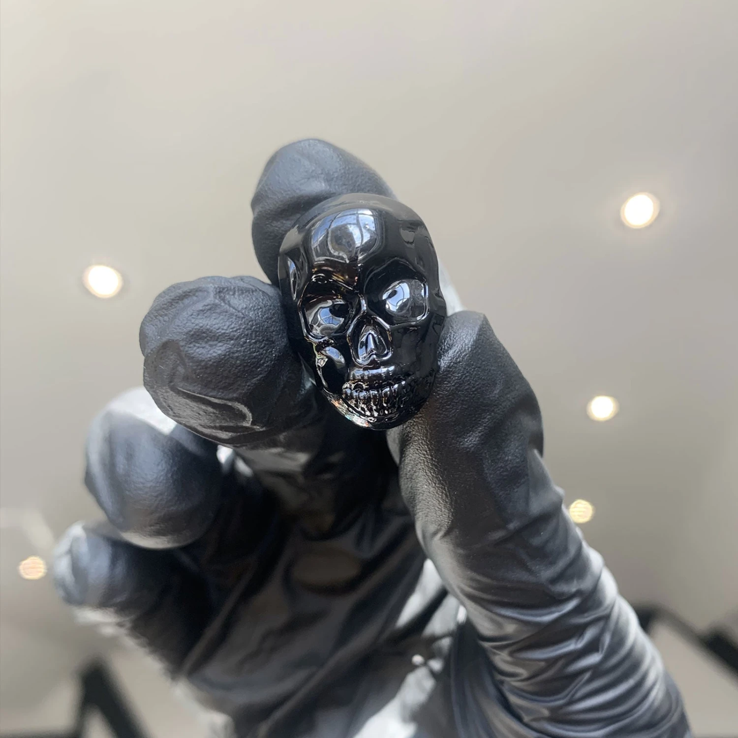 Black Skull Glass Double Flare Plug 4 Black Skull Glass Double Flare Plug - Image 2