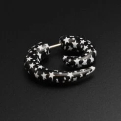 Black & White Stars Acrylic Fake Gauge Spiral
