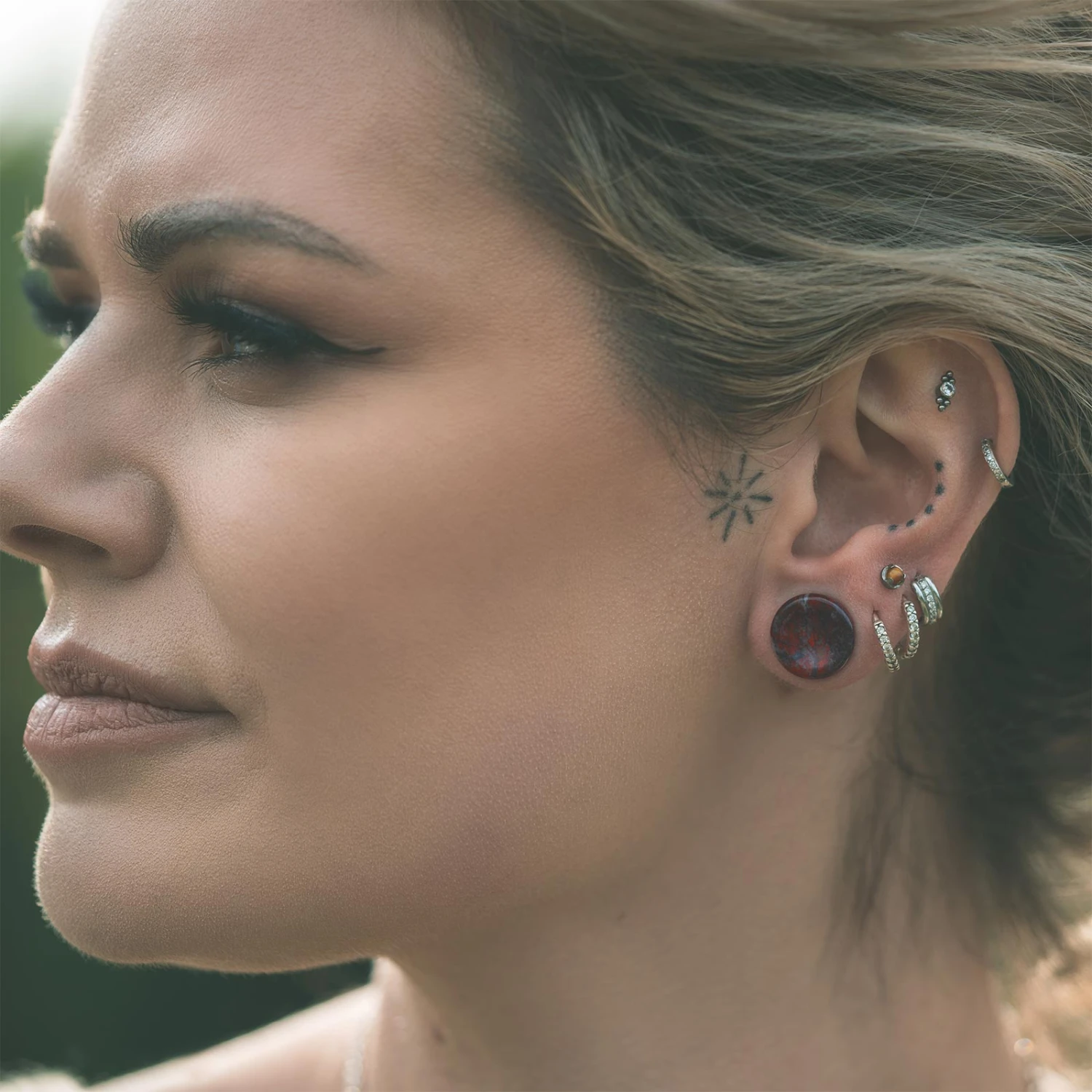 Bloodstone Double Flare Concave Stone Plug 4 Bloodstone Double Flare Concave Stone Plug - Image 2