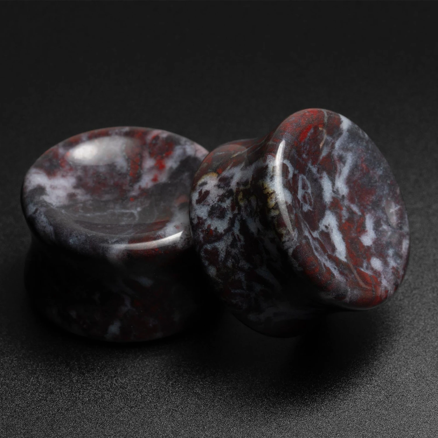 Bloodstone Double Flare Concave Stone Plug 3 Bloodstone Double Flare Concave Stone Plug
