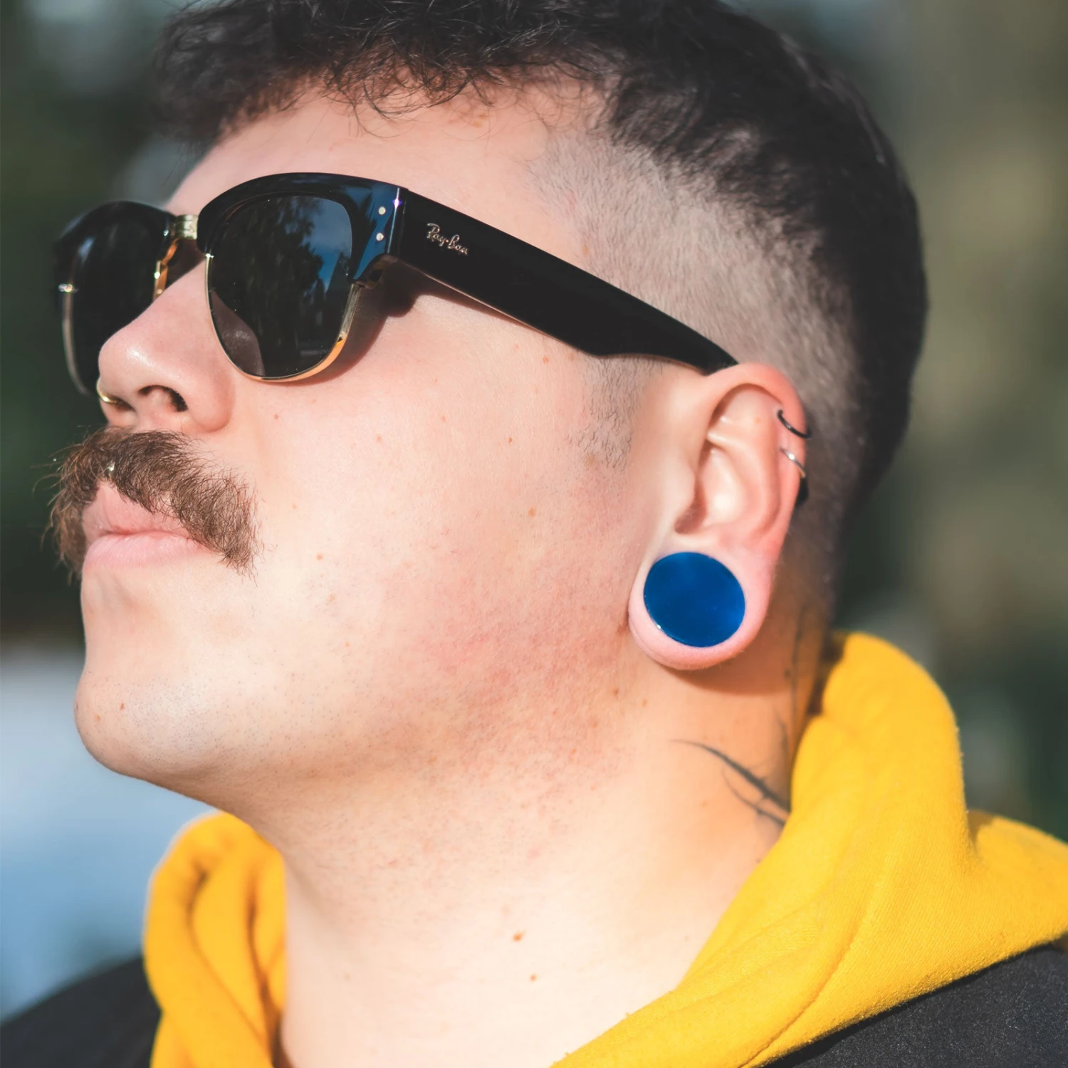 Blue Cat's Eye Glass Double Flare Convex Plug 4 Blue Cat's Eye Glass Double Flare Convex Plug - Image 2