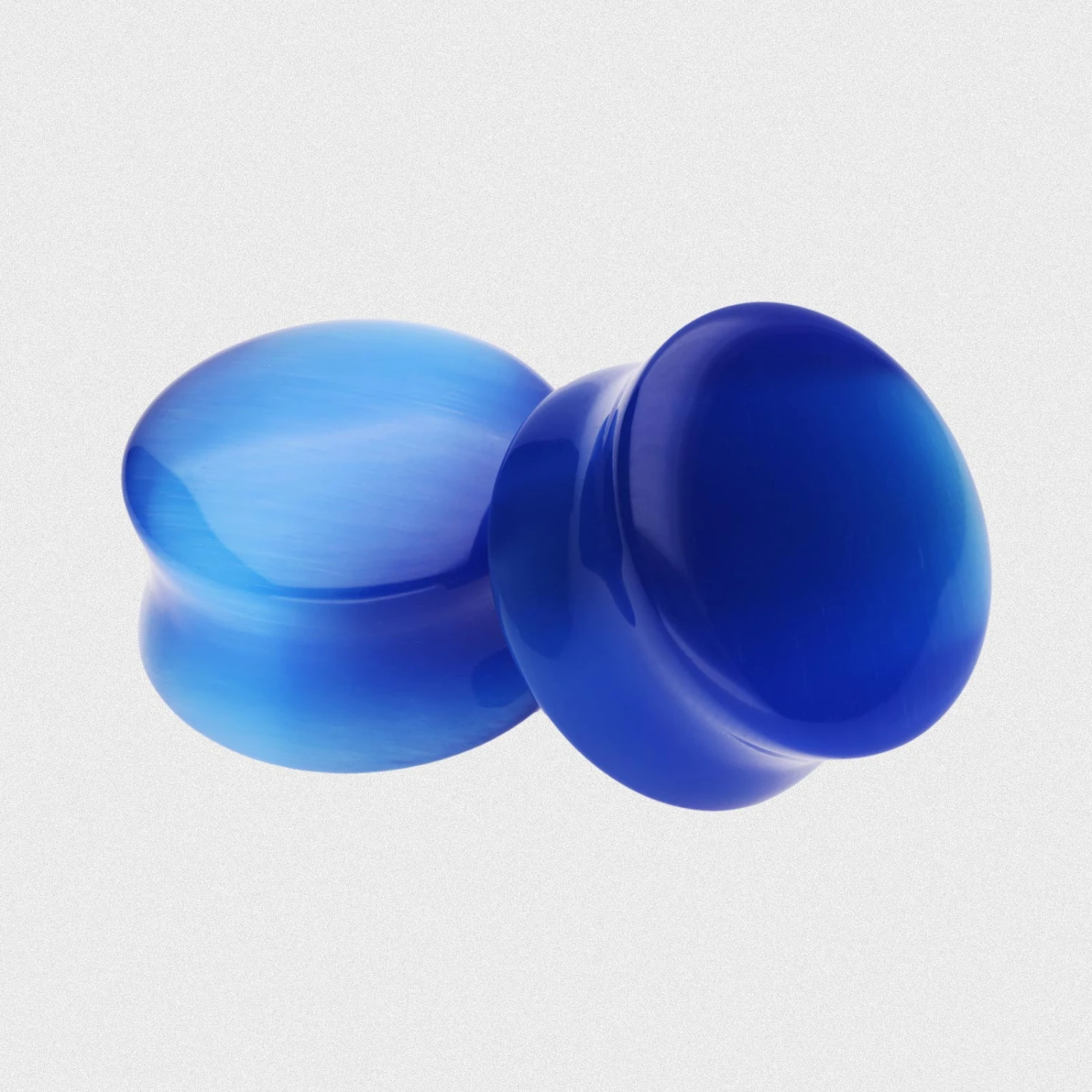 Blue Cat's Eye Glass Double Flare Convex Plug 3 Blue Cat's Eye Glass Double Flare Convex Plug