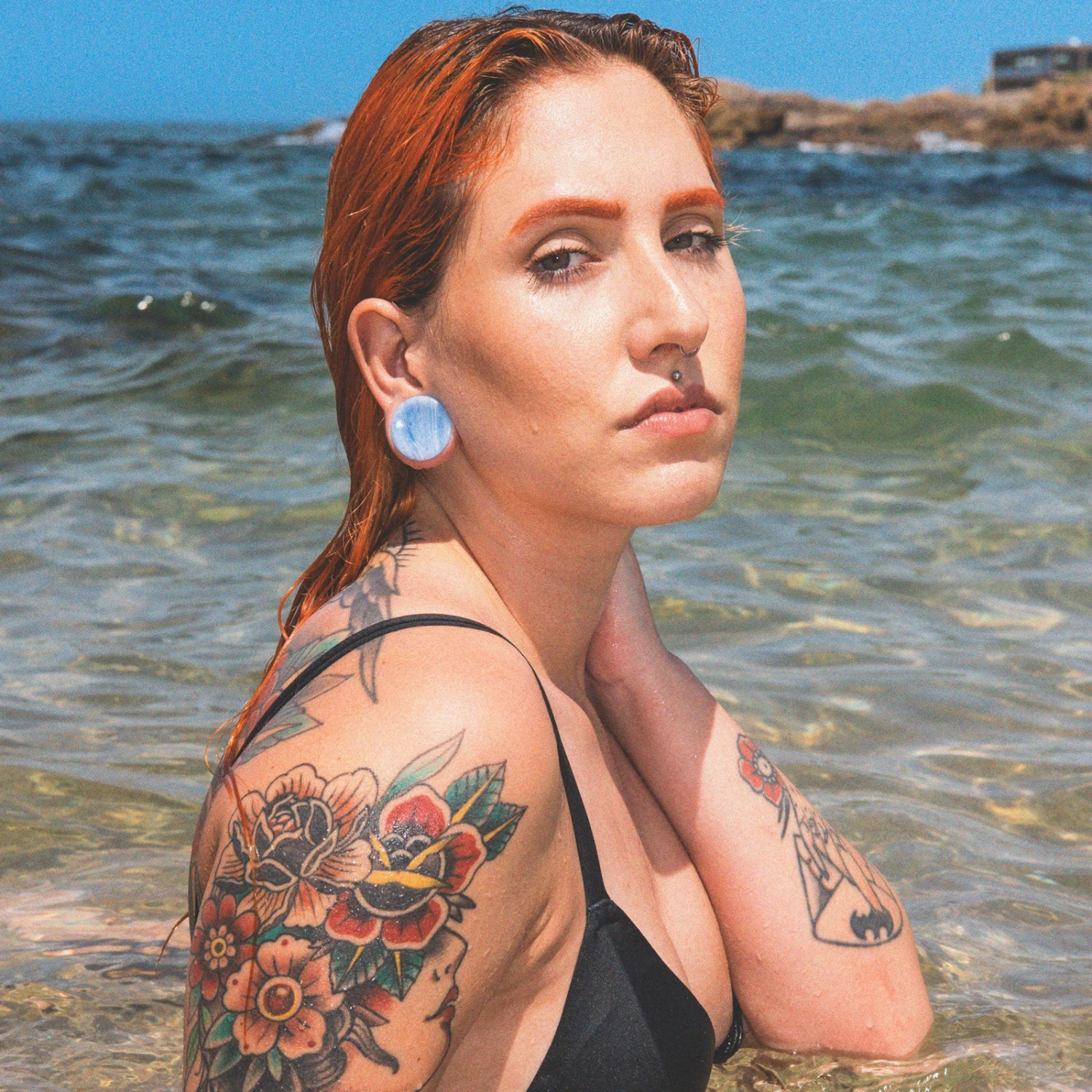 Blue Lace Agate (Synthetic) Double Flare Concave Stone Plug 5 Blue Lace Agate (Synthetic) Double Flare Concave Stone Plug - Image 3