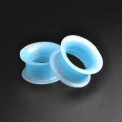 Sky Blue Pearl Silicone Double Flare Tunnel