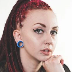 Vibrant Silicone Double Flare Tunnel Bundle -Stretch It Body Jewellery blue silicone tunnel model shot 1 e9c8c966 ba9f 4488 aa4b c9a3e9b17978