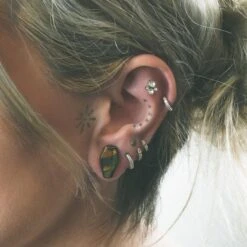 Blue Tiger's Eye Double Flare Coffin Stone Plug -Stretch It Body Jewellery blue tigers eye double flare coffin stone plug model shot