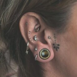 Blue Tiger's Eye Double Flare Concave Plug -Stretch It Body Jewellery blue tigers eye double flare concave plug model shot