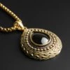 Brass Onyx Inlay Pendant With 18k Gold Box Chain -Stretch It Body Jewellery brass onyx inlay pendant with 18k gold box chain