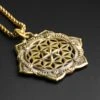 Brass Seed Of Life Flower Pendant With 18k Gold Box Chain -Stretch It Body Jewellery brass seed of life flower pendant with 18k gold box chain