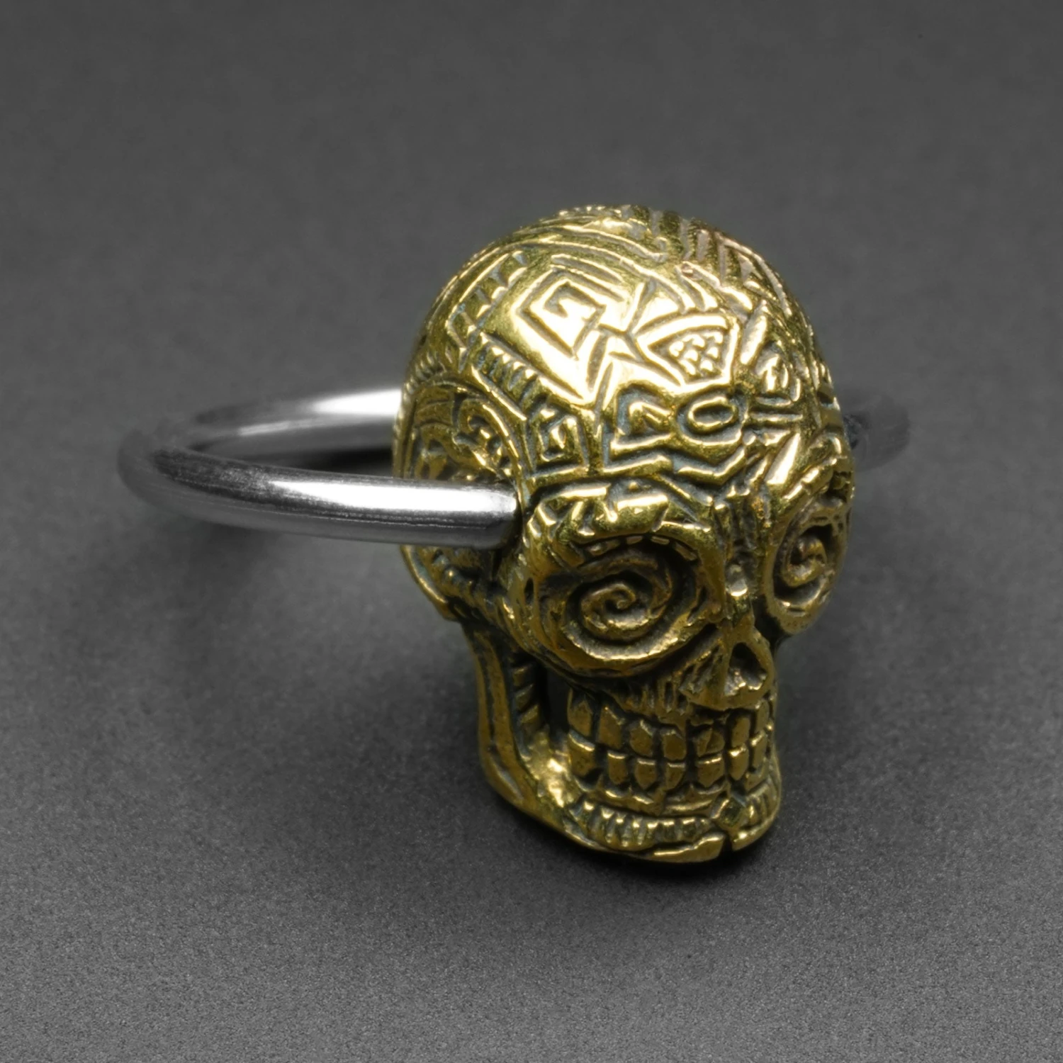 Sugar Skull Brass & Surgical Steel BCR Ball Closure Ring 3 Sugar Skull Brass & Surgical Steel BCR Ball Closure Ring