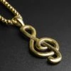 Brass Treble Clef Music Note Pendant With 18k Gold Box Chain -Stretch It Body Jewellery brass treble clef music note pendant with 18k gold box chain