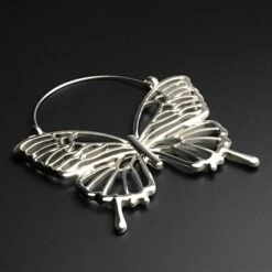 Butterfly Silver Plug Hoops