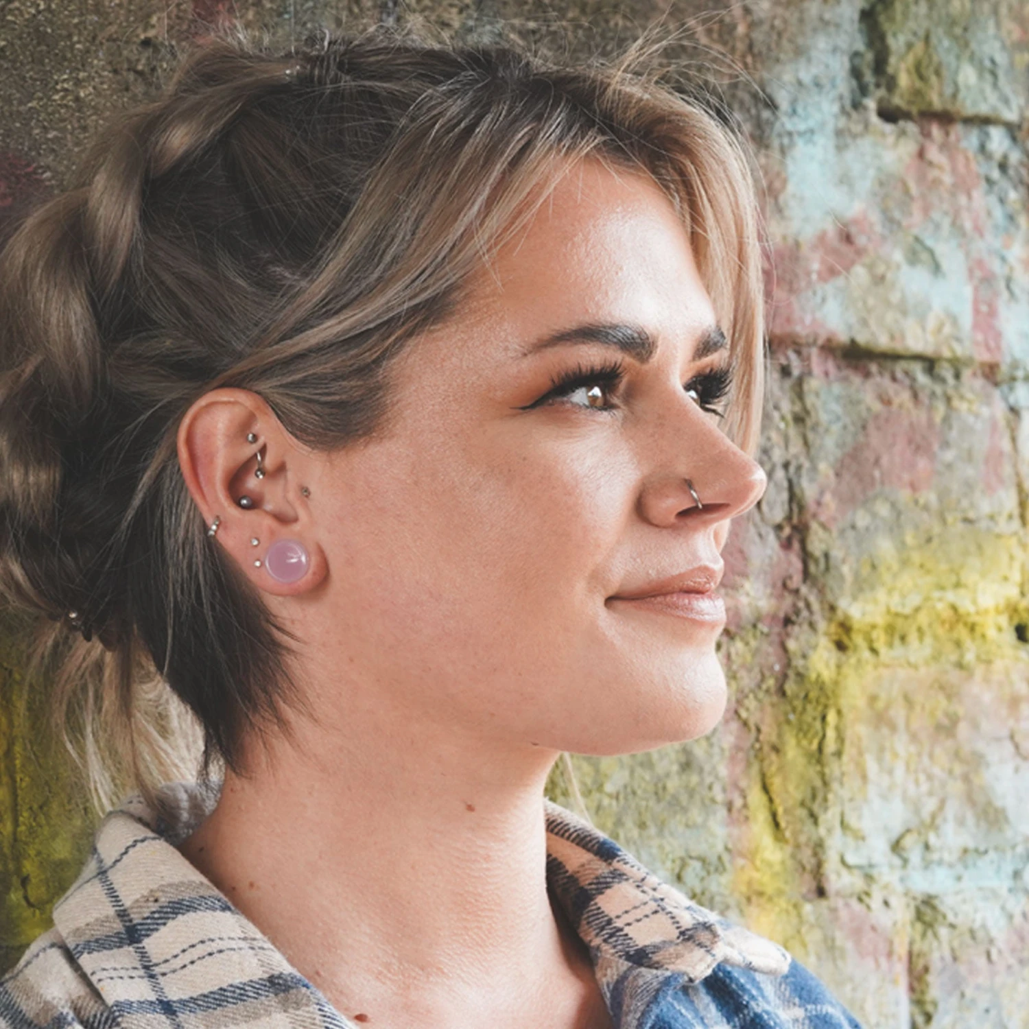 Cherry Blossom Pink Glass Double Flare Concave Plug 6 Cherry Blossom Pink Glass Double Flare Concave Plug - Image 4