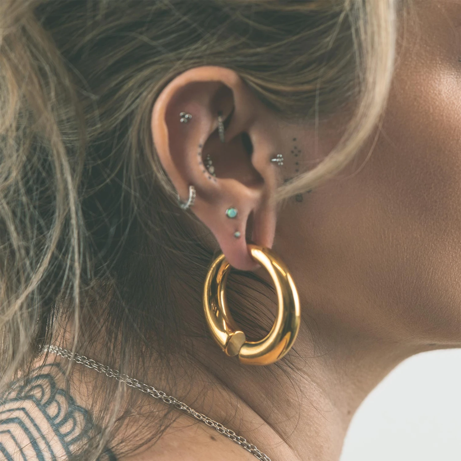 Circular Gold PVD Surgical Steel Ear Weight 4 Circular Gold PVD Surgical Steel Ear Weight - Image 2