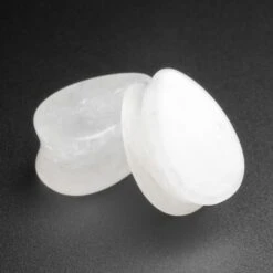 Cloudy Quartz Double Flare Teardrop Plug