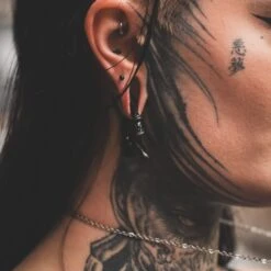 Coiled Snake Black PVD Magnetic Ear Weight -Stretch It Body Jewellery coiled snake black pvd magnetic ear weight model shot close up