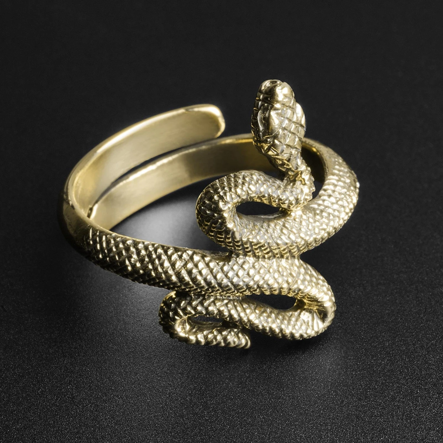 Coiled Snake Brass Ring 3 Coiled Snake Brass Ring