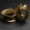 Coiled Snake Gold PVD Teardrop Saddle Ear Weight -Stretch It Body Jewellery coiled snake gold pvd teardrop saddle ear weight