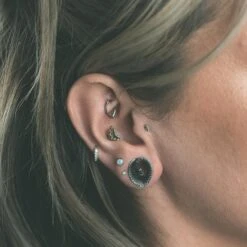 Coiled Snake Teardrop Surgical Steel Saddle Ear Weight -Stretch It Body Jewellery coiled snake teardrop surgical steel saddle ear weight model shot right