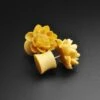 Crocodile Wood Fake Gauge Plug With Lotus Flower Carving
