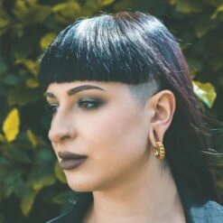 Cuban Link Hoop Gold PVD Magnetic Ear Weight -Stretch It Body Jewellery cuban link hoop gold pvd magnetic ear weight model shot