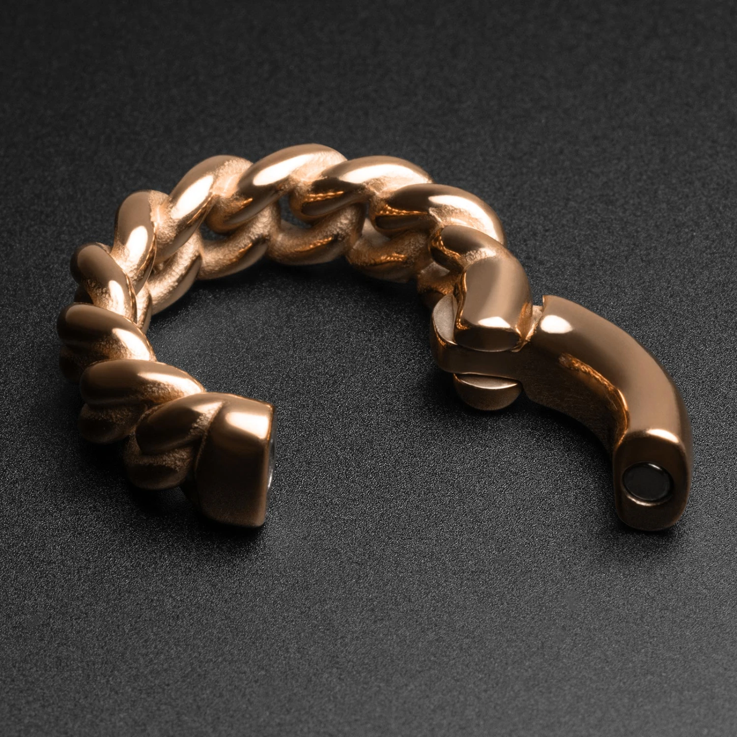 Cuban Link Hoop Rose Gold PVD Magnetic Ear Weight 4 Cuban Link Hoop Rose Gold PVD Magnetic Ear Weight - Image 2