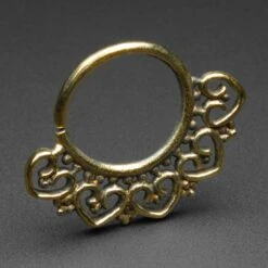 Curly Hearts Brass Seamless Septum Ring