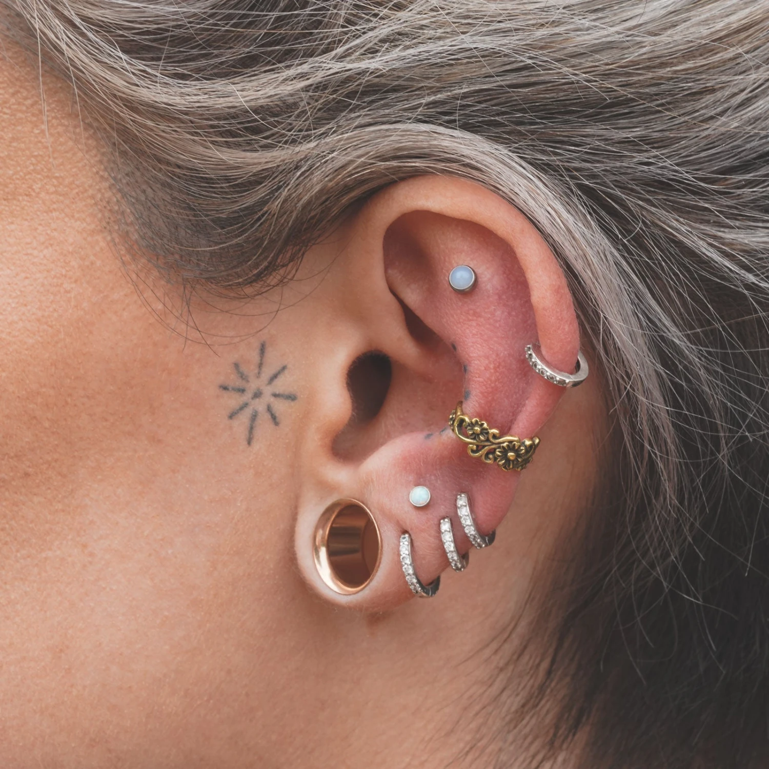 Decorative Floral Brass Ear Cuff 4 Decorative Floral Brass Ear Cuff - Image 2