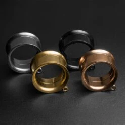 Design Your Own Dangles Surgical Steel Internally Threaded Double Flare Tunnels -Stretch It Body Jewellery design your own dangles surgical steel internally threaded double flare tunnels groupshot