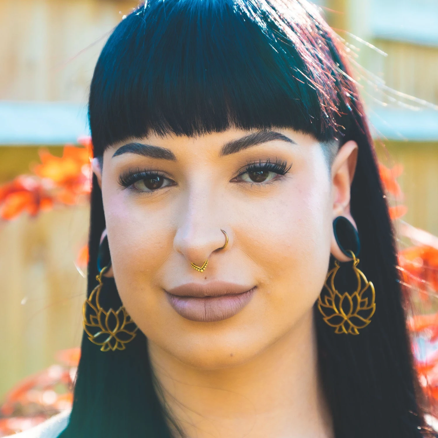 Dot Drop Brass Seamless Septum Ring 4 Dot Drop Brass Seamless Septum Ring - Image 2