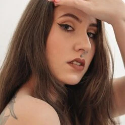 Dot Drop Titanium Septum Clicker -Stretch It Body Jewellery dot drop titanium septum clicker model shot