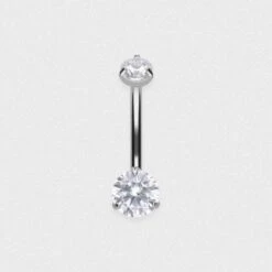 Double Clear Jewelled Internally Threaded Titanium Belly Bar