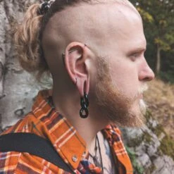 Double Cuban Link Black PVD Magnetic Ear Weight -Stretch It Body Jewellery double cuban link black pvd magnetic ear weight model shot