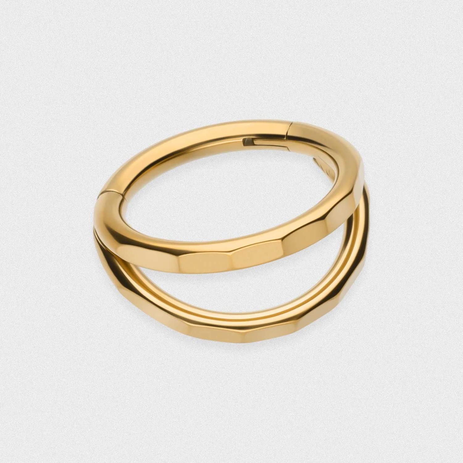 Double Faceted Hoop Gold PVD Titanium Hinged Segment Ring 3 Double Faceted Hoop Gold PVD Titanium Hinged Segment Ring