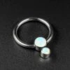 Double Fire & Snow Synth Opal Titanium BCR Ball Close Ring -Stretch It Body Jewellery double fire 26 snow synth opal titanium bcr ball close ring