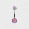 Double Flash Lavender Synth Opal Internally Threaded Titanium Belly Bar