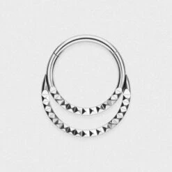 Double Hoop Pyramid Titanium Septum Clicker Ring