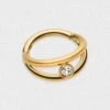Double Hoop Single Jewel Gold PVD Titanium Hinged Segment Ring