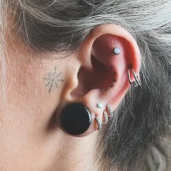 Double Hoop Single Jewel Titanium Hinged Segment Ring -Stretch It Body Jewellery double hoop single jewel titanium hinged segment ring model shot