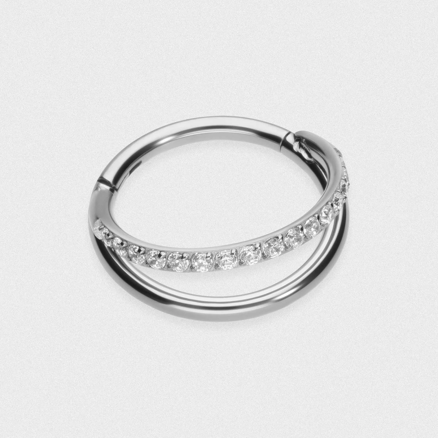 Double Hoop Single Jewelled Titanium Hinged Segment Ring 3 Double Hoop Single Jewelled Titanium Hinged Segment Ring