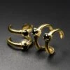 Double Hoop With Black Onyx Brass Ear Cuff -Stretch It Body Jewellery double hoop with black onyx brass ear cuff