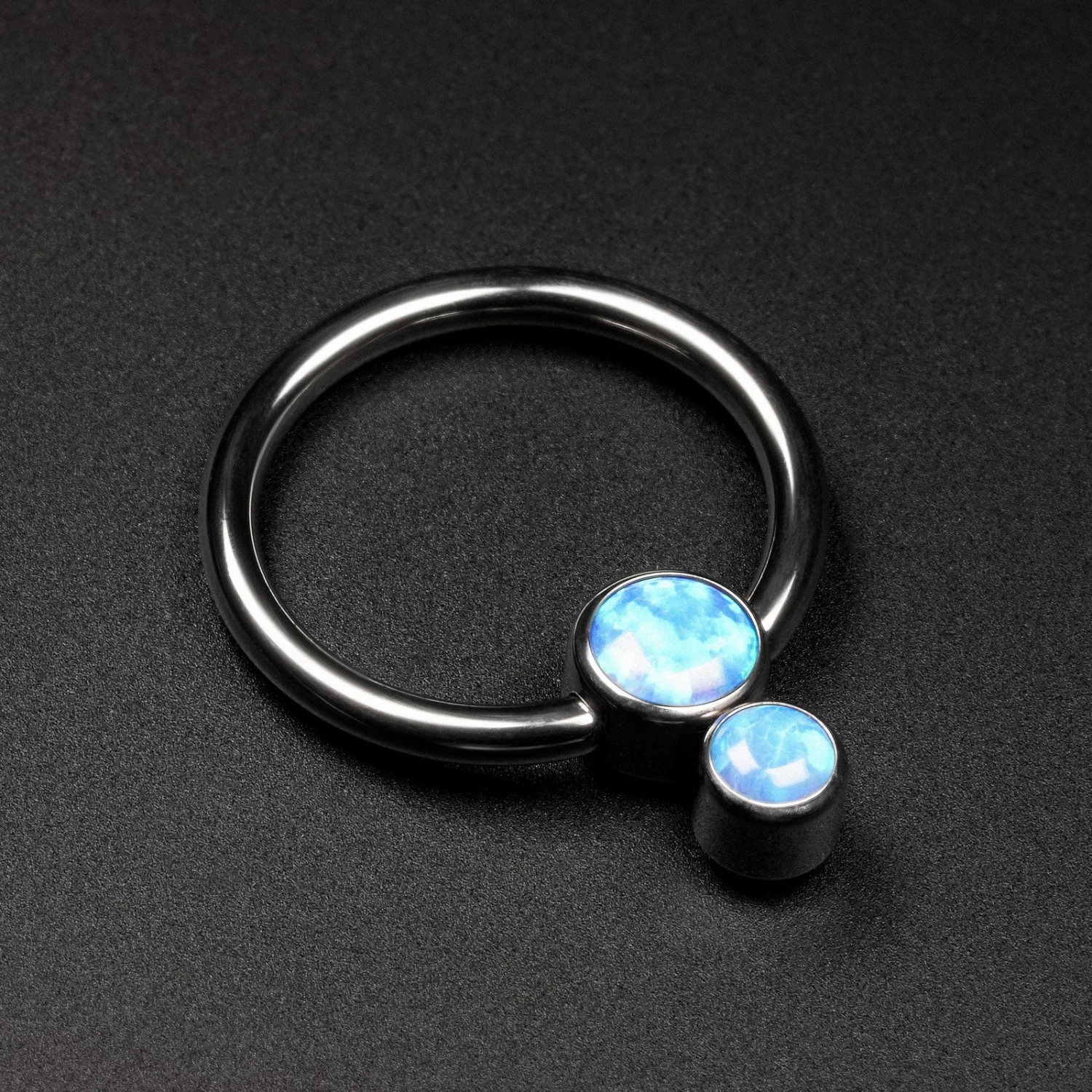 Double Pacific Blue Synth Opal Titanium BCR Ball Close Ring 3 Double Pacific Blue Synth Opal Titanium BCR Ball Close Ring