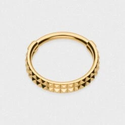 Double Pyramid Gold PVD Titanium Hinged Segment Ring