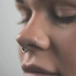 Double Pyramid Titanium Hinged Segment Ring -Stretch It Body Jewellery double pyramid titanium hinged segment ring model shot