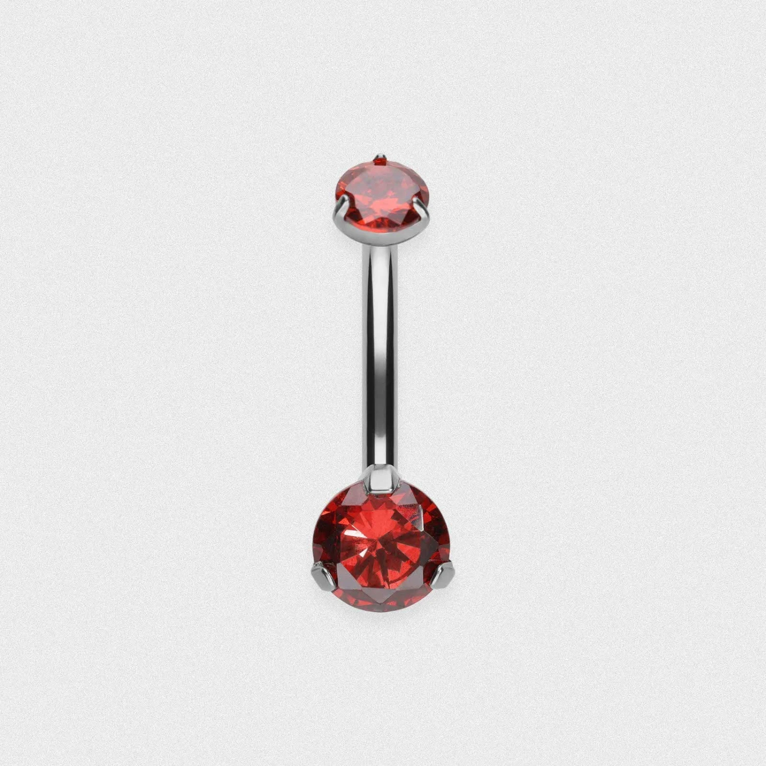 Double Red Jewelled Internally Threaded Titanium Belly Bar 3 Double Red Jewelled Internally Threaded Titanium Belly Bar