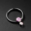 Double Rose Pink Synth Opal Titanium BCR Ball Close Ring -Stretch It Body Jewellery double rose pink synth opal titanium bcr ball close ring