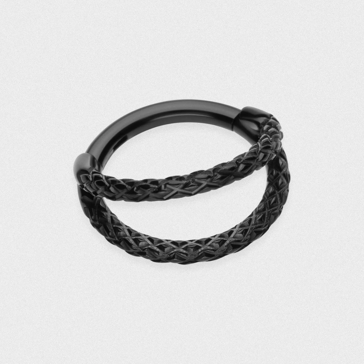 Double Snake Skin Black PVD Titanium Hinged Segment Ring 3 Double Snake Skin Black PVD Titanium Hinged Segment Ring